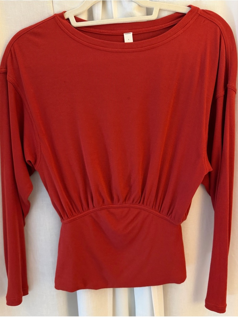 LuLuLemon Women's Long Sleeve Ribbed Waist-Detail Top